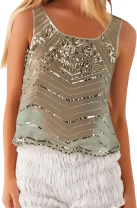 Sexy Sparkle Sequin Rhinestone Crop Cami Top Sleeveless Pearl Embellished Glitter Camisole Backless V Neck Going Out Tank Top