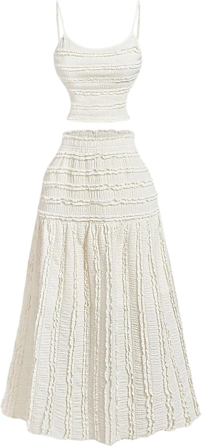 SOLY HUX Women's Summer Camisole and Long Skirts 2 Piece Skirt Set Beach Vacation Outfits