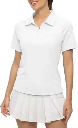 TBMPOY Women's Golf Polo Shirts Short Sleeve UPF 50  Dry Fit Athletic Tennis T-Shirts Zip Up Athletic Sports Shirt
