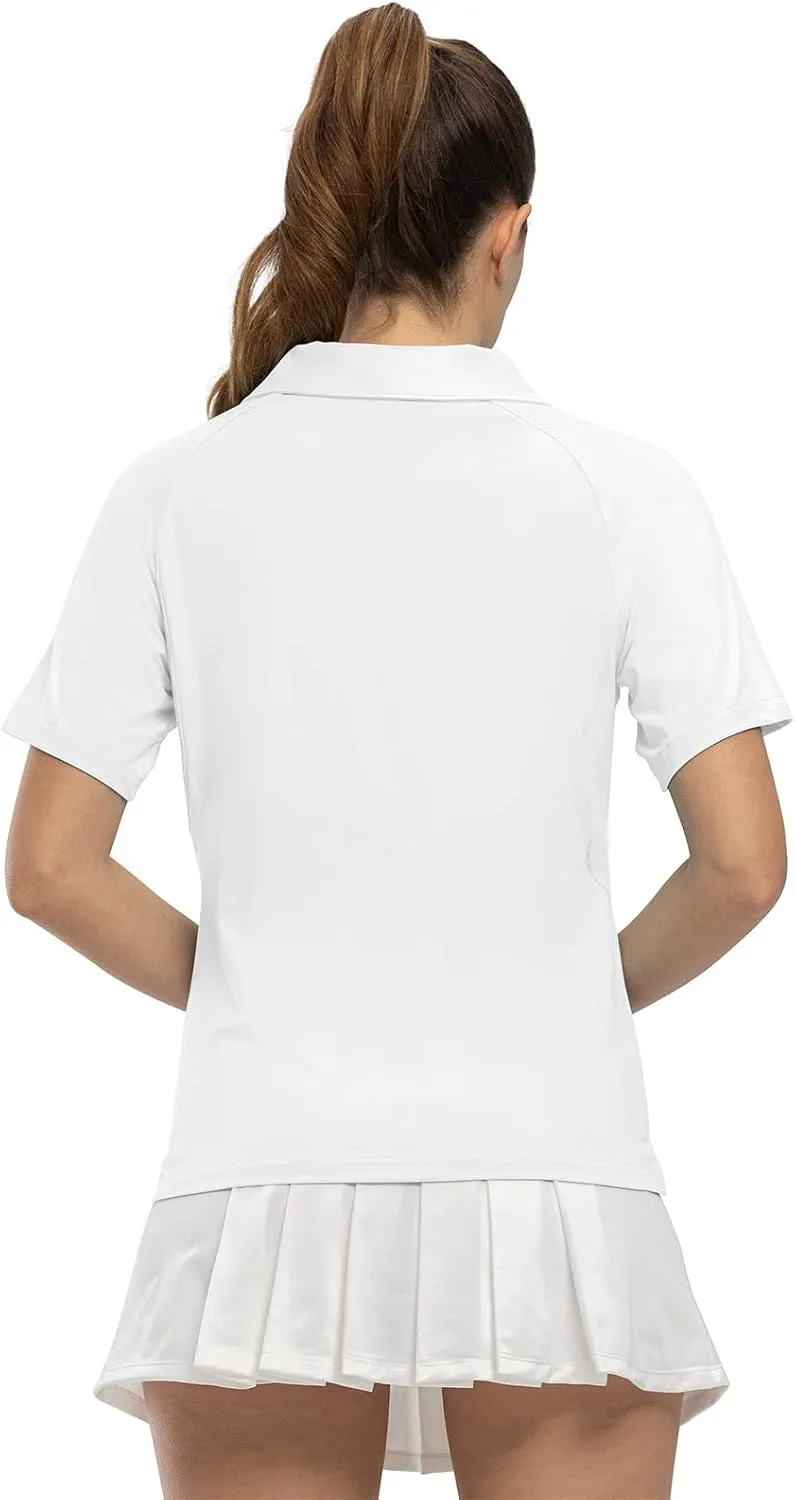 TBMPOY Women's Golf Polo Shirts Short Sleeve UPF 50  Dry Fit Athletic Tennis T-Shirts Zip Up Athletic Sports Shirt
