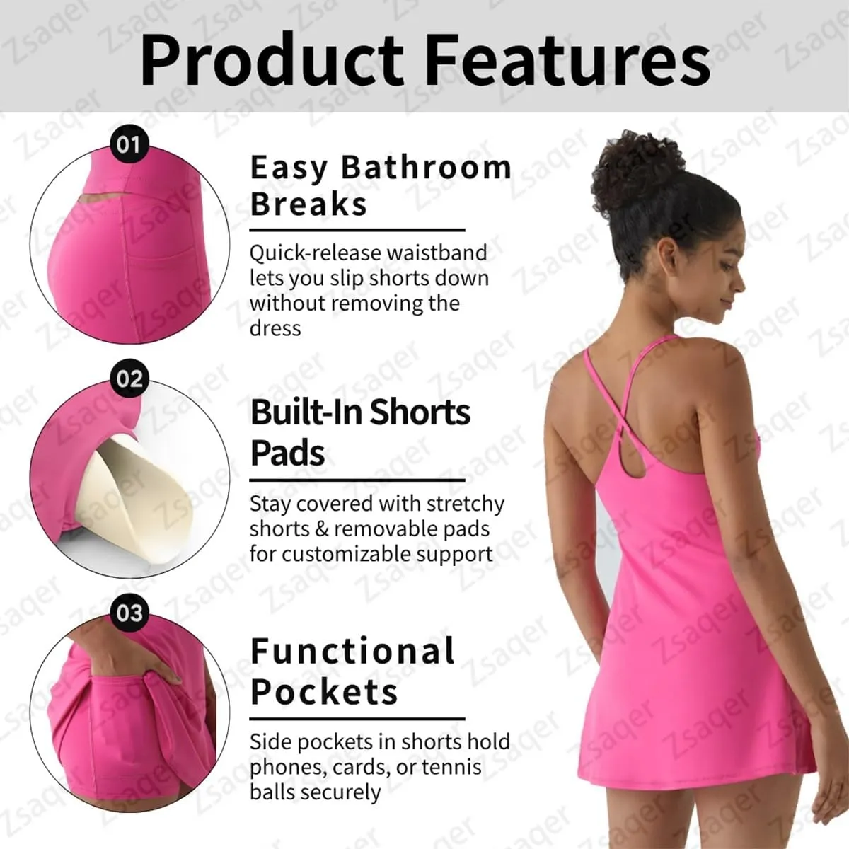 The Ultimate Tummy Control Backless Active Dress Easy Peezy for Women, Built-In Plush Shorts, Easy Bathroom Breaks
