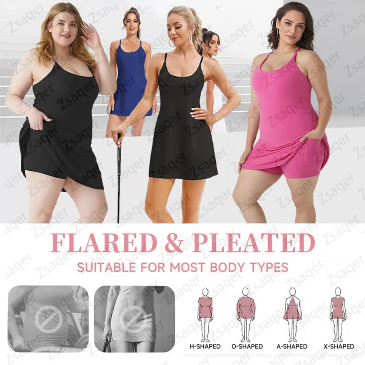 The Ultimate Tummy Control Backless Active Dress Easy Peezy for Women, Built-In Plush Shorts, Easy Bathroom Breaks