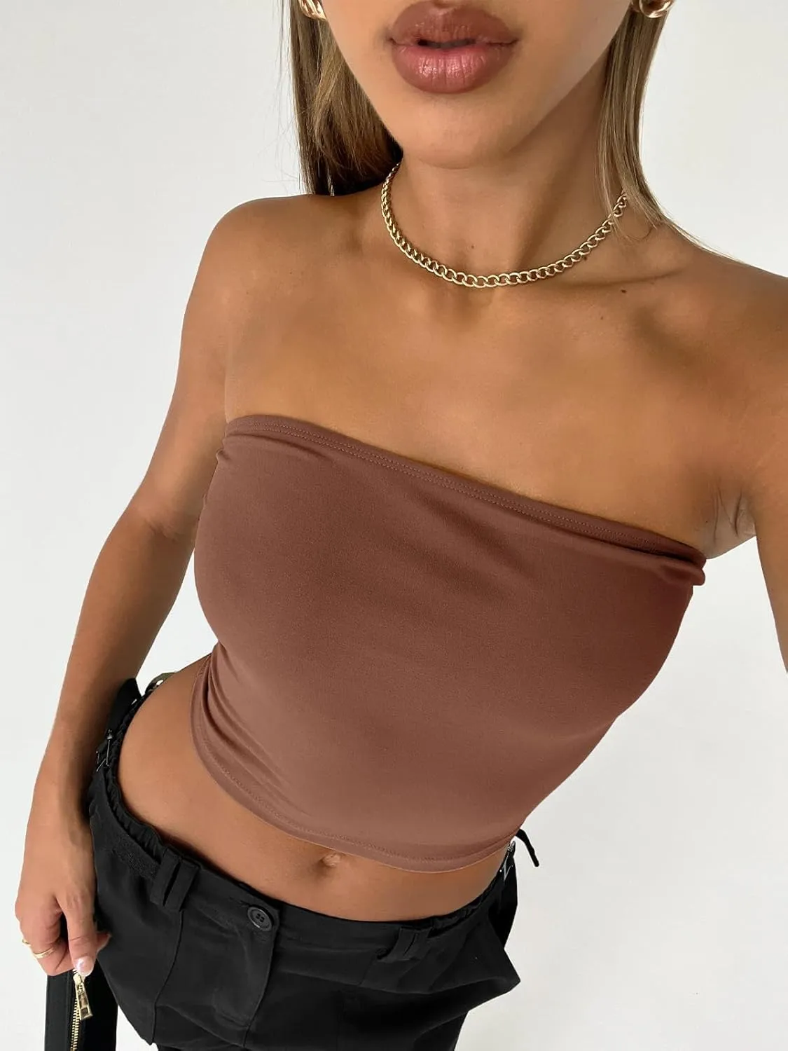 Trendy Queen Womens 3 Pack Tube Tops Crop Going Out Strapless Basic Backless Bandeau Bra Summer Outfits 2025