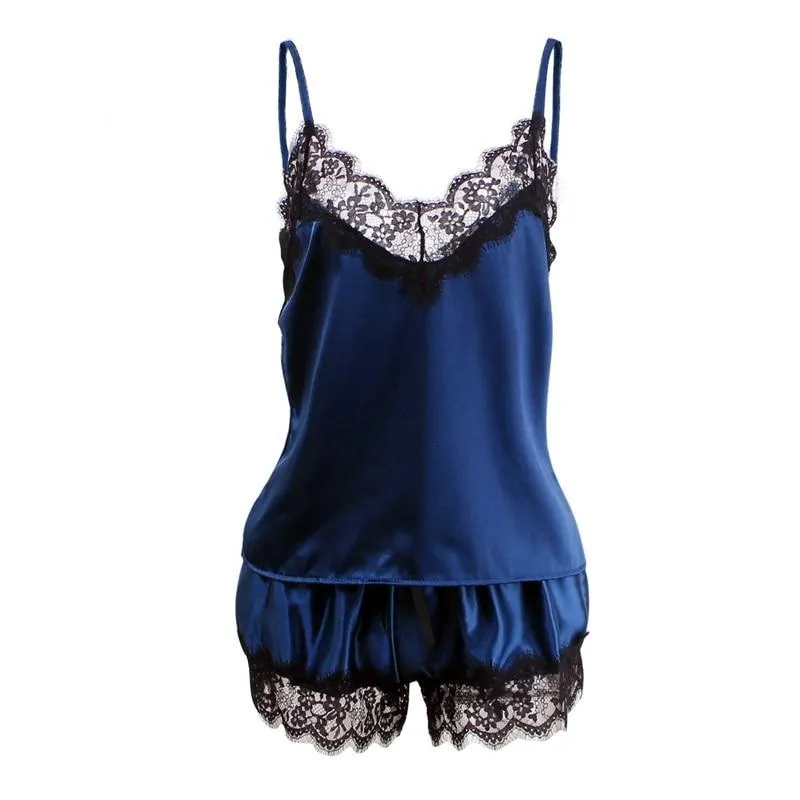 VenusFox Spaghetti Strap Lace Sexy Top   Shorts Pajamas Set
