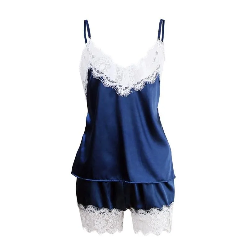 VenusFox Spaghetti Strap Lace Sexy Top   Shorts Pajamas Set
