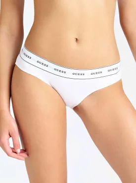 White Mid-Rise Logo Briefs