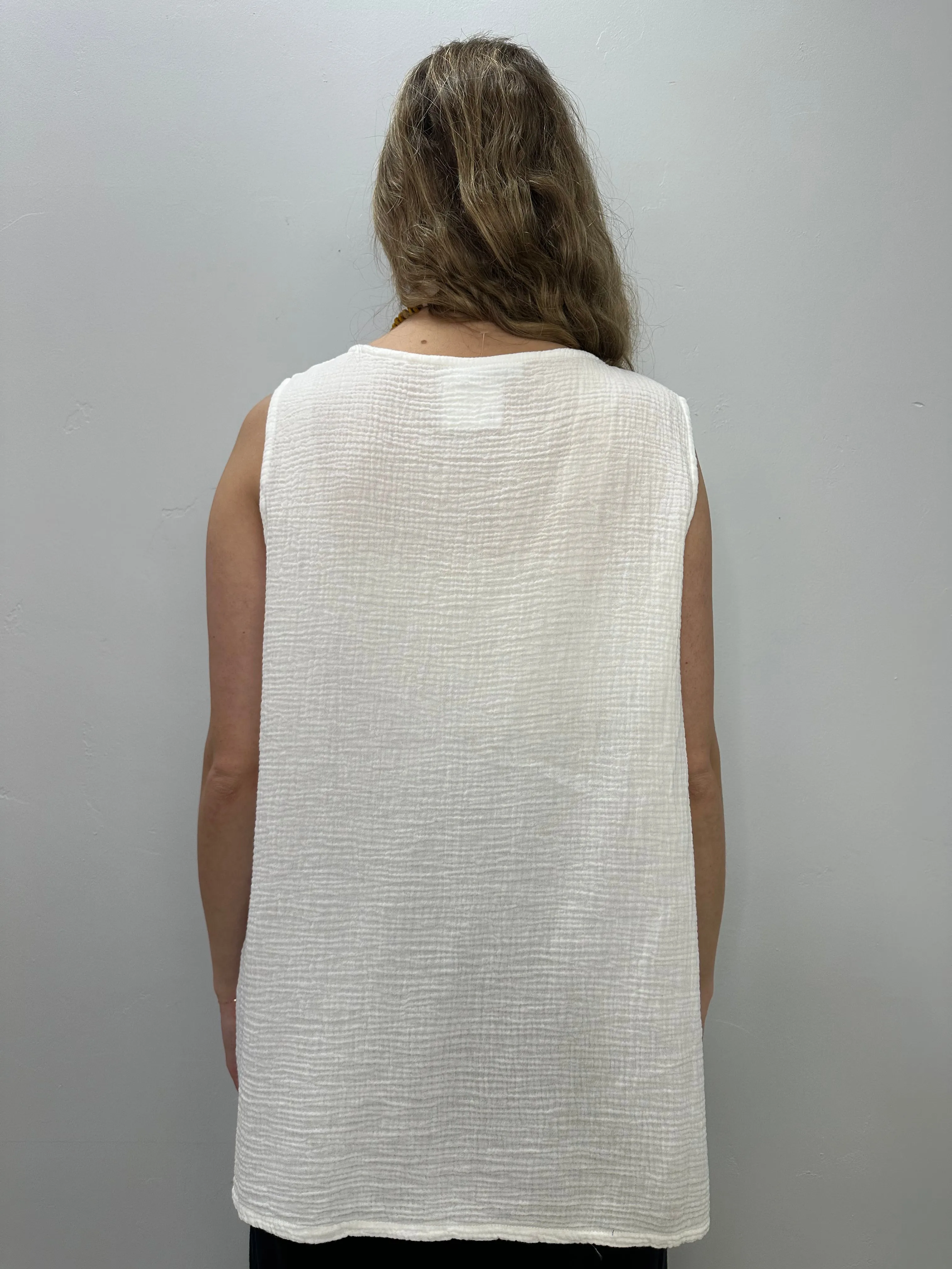 White Pira Cotton Gauze Tank