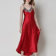 Women Sexy Silk Satin Nightgown