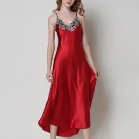 Women Sexy Silk Satin Nightgown