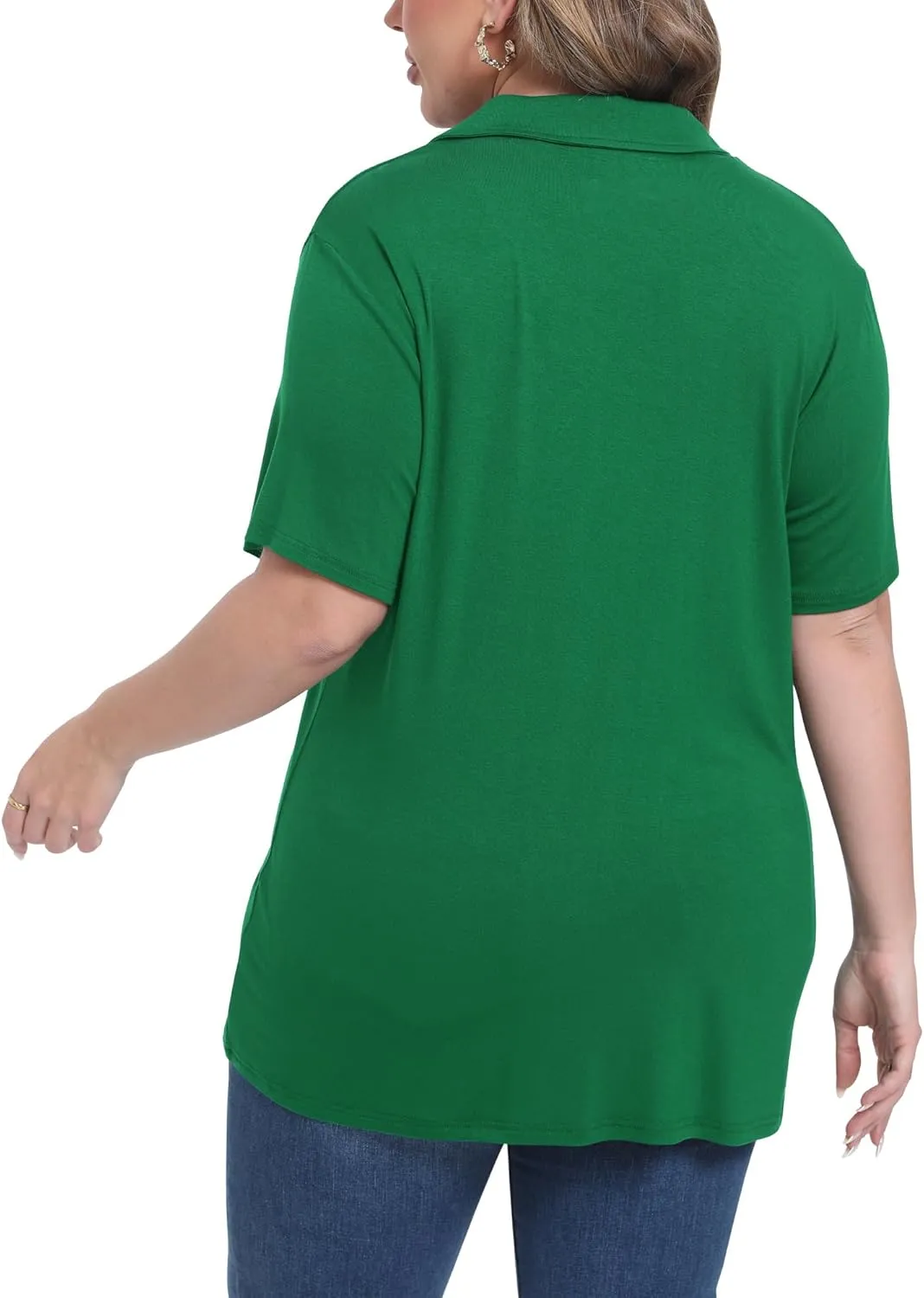 Womens Plus Size Collared Neck Polo Shirts Summer Short Sleeve Tops Loose Work Casual Dressy T Shirts