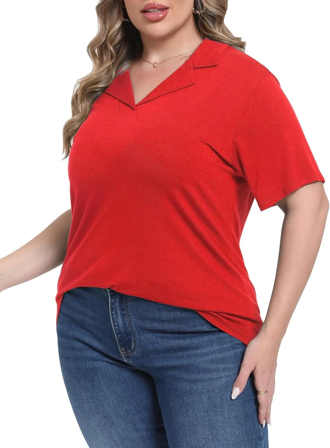 Womens Plus Size Collared Neck Polo Shirts Summer Short Sleeve Tops Loose Work Casual Dressy T Shirts