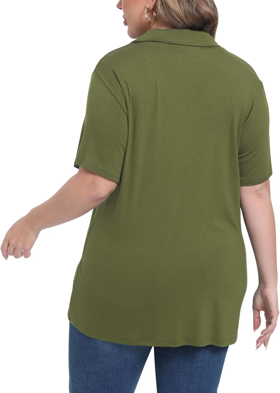 Womens Plus Size Collared Neck Polo Shirts Summer Short Sleeve Tops Loose Work Casual Dressy T Shirts