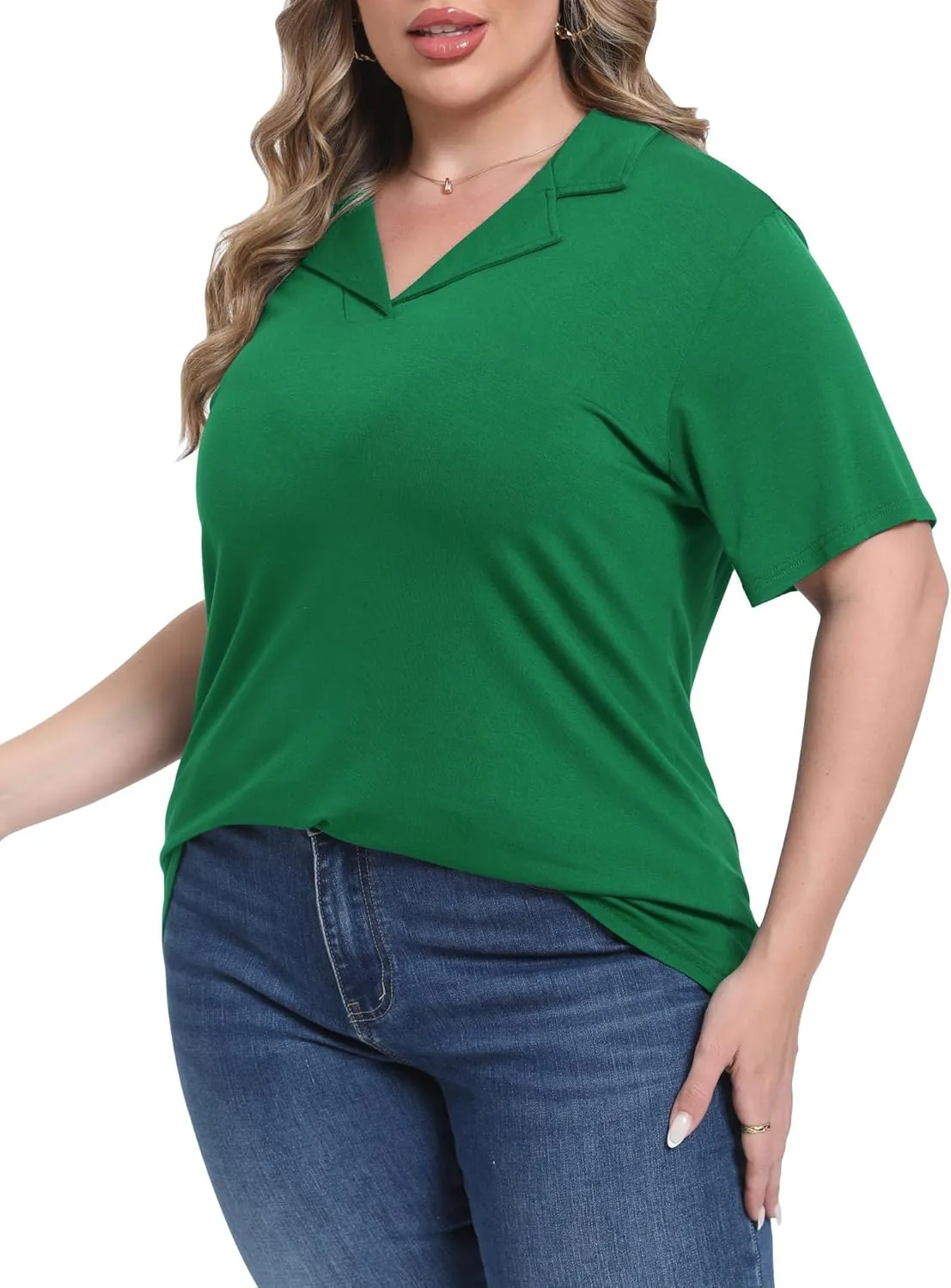 Womens Plus Size Collared Neck Polo Shirts Summer Short Sleeve Tops Loose Work Casual Dressy T Shirts