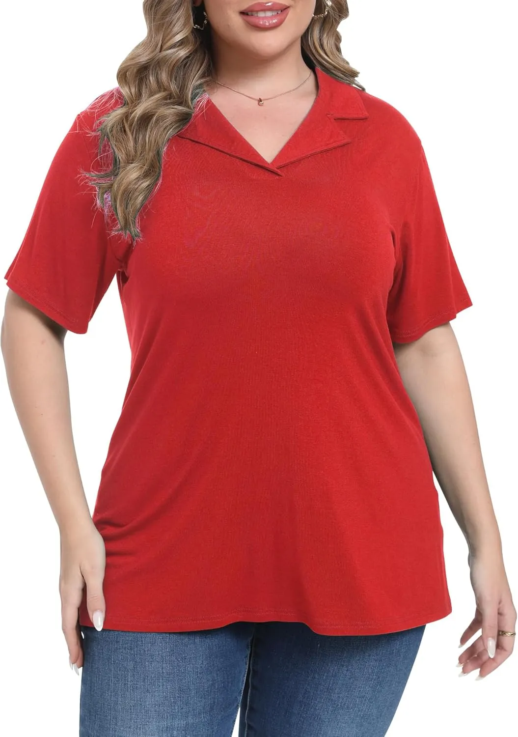 Womens Plus Size Collared Neck Polo Shirts Summer Short Sleeve Tops Loose Work Casual Dressy T Shirts