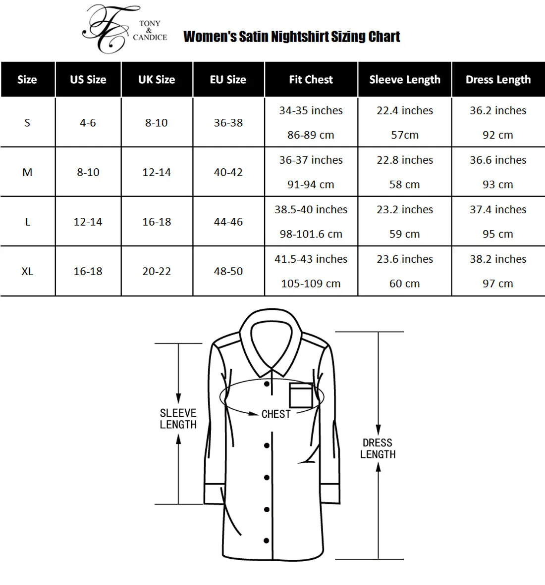 Women's Satin Nightshirt Boyfriend Style Sleep Shirt-Black