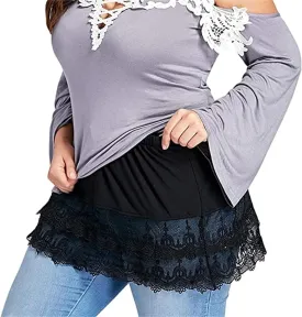 Women's Shirt Extender Adjustable Layering Lower Sweep Half Length Slip Fake Top Hemline Undershirt Mini Skirt