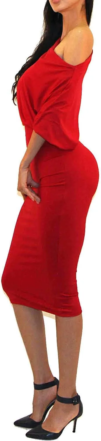 Women's USA Classic Slim Fit Bodycon Pencil Midi Dress
