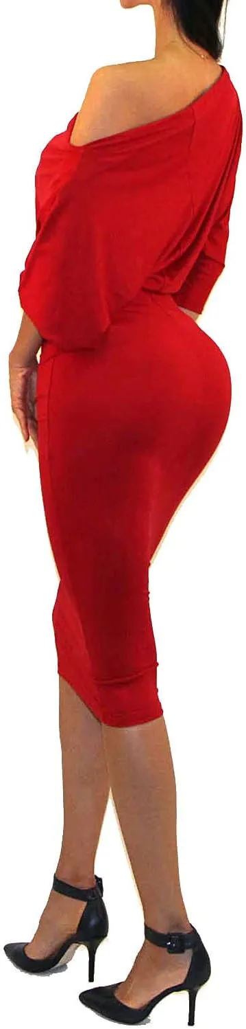 Women's USA Classic Slim Fit Bodycon Pencil Midi Dress