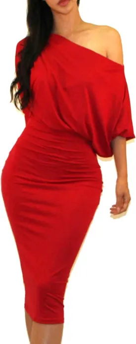 Women's USA Classic Slim Fit Bodycon Pencil Midi Dress