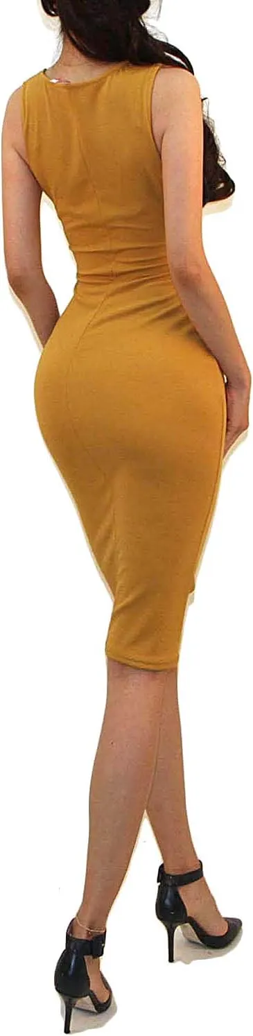Women's USA Classic Slim Fit Bodycon Pencil Midi Dress